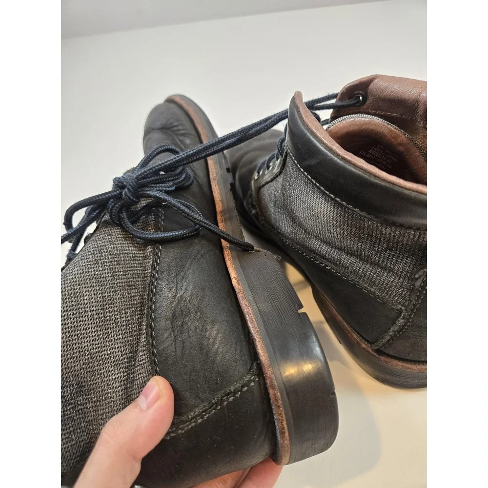 OluKai Hualalai Boots Mens Size 11 Black Leather Ankle Lace Up Casual Boots